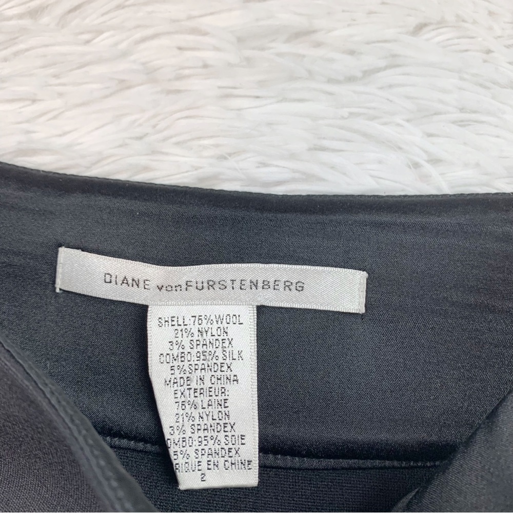 Diane Von Furstenberg black high rise‎ a-line wool skirt with square pockets - Picture 9 of 11